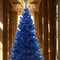 7 ft Blue Canadian Pine Christmas Tree with Hinged Branches and Metal Stand